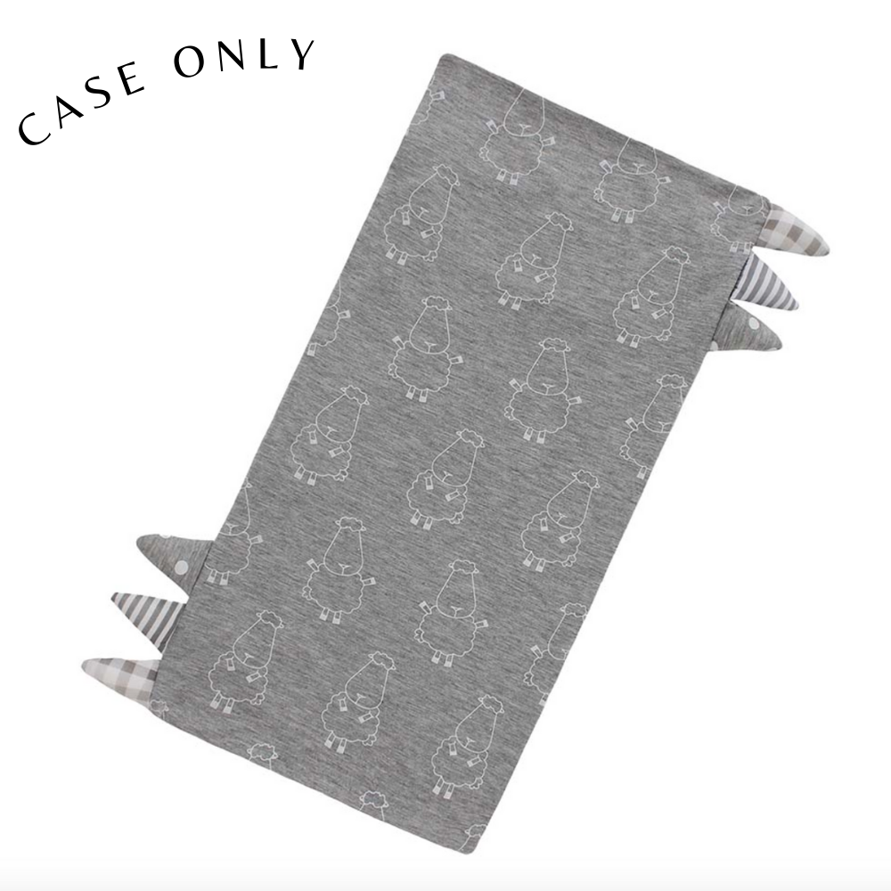 Medium Bed-Time Buddy Case Big Sheepz Grey with Stripe, Polka Dot & Checkers tag Grey