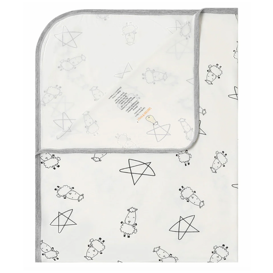 Single Layer Blanket Cute Big Star & Sheepz White - 36M