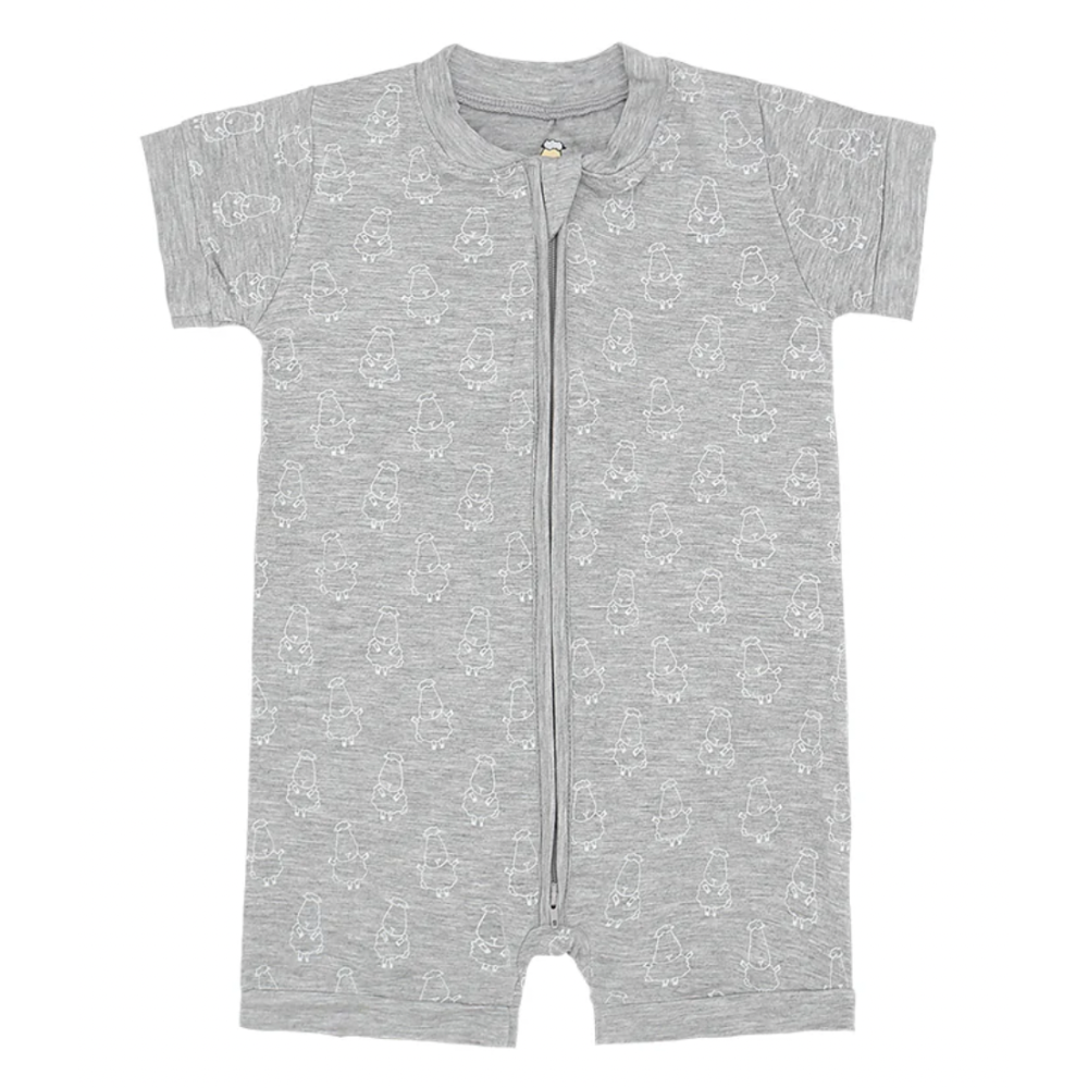 Zip Short Sleeve Romper Small Sheepz Grey