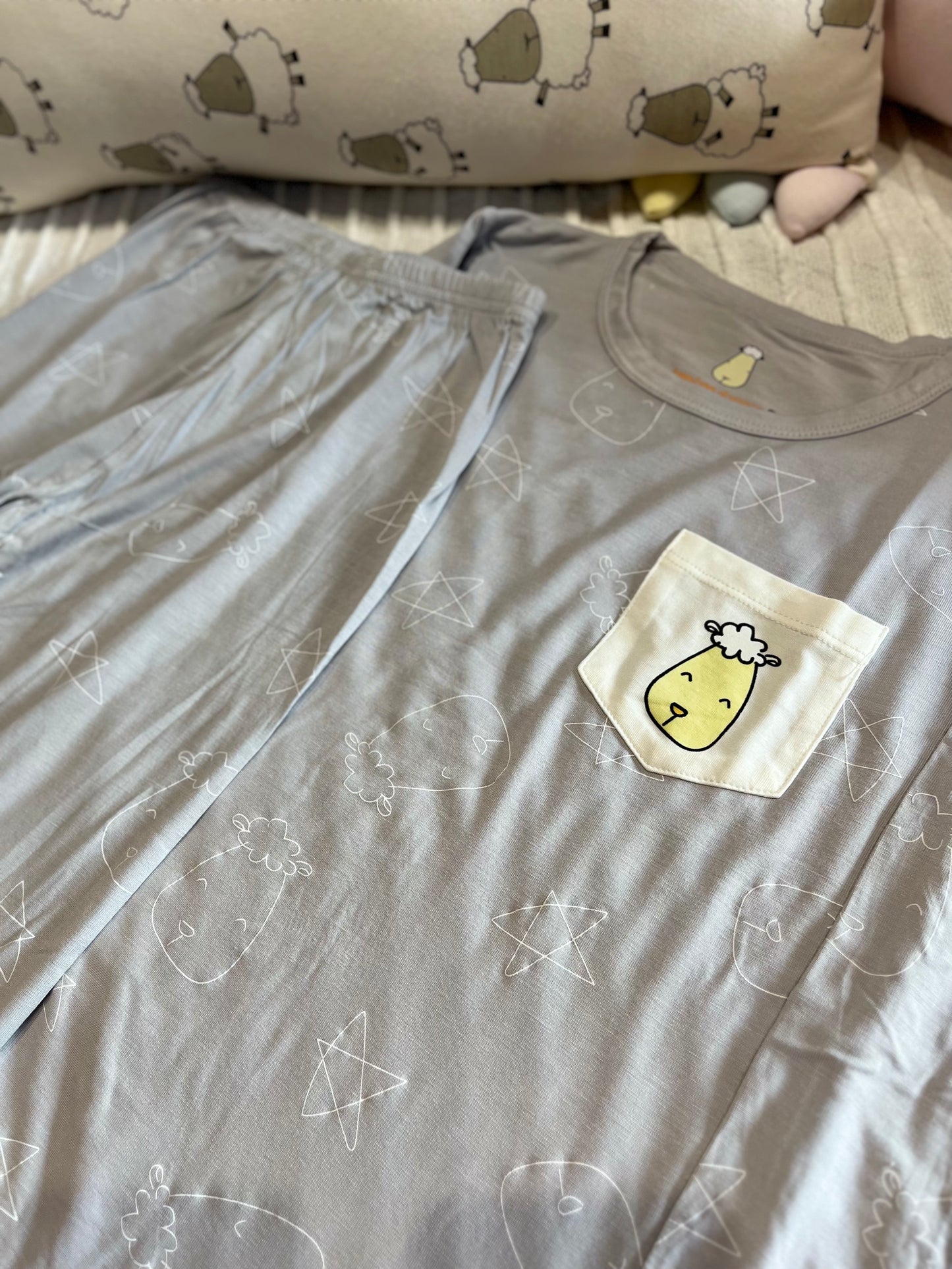 Pyjamas Set Cute Big Star & Head Grey + Cute Big Star & Head Grey