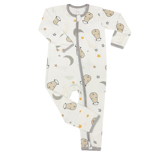 Zip Romper -Goodnight Baa Baa White