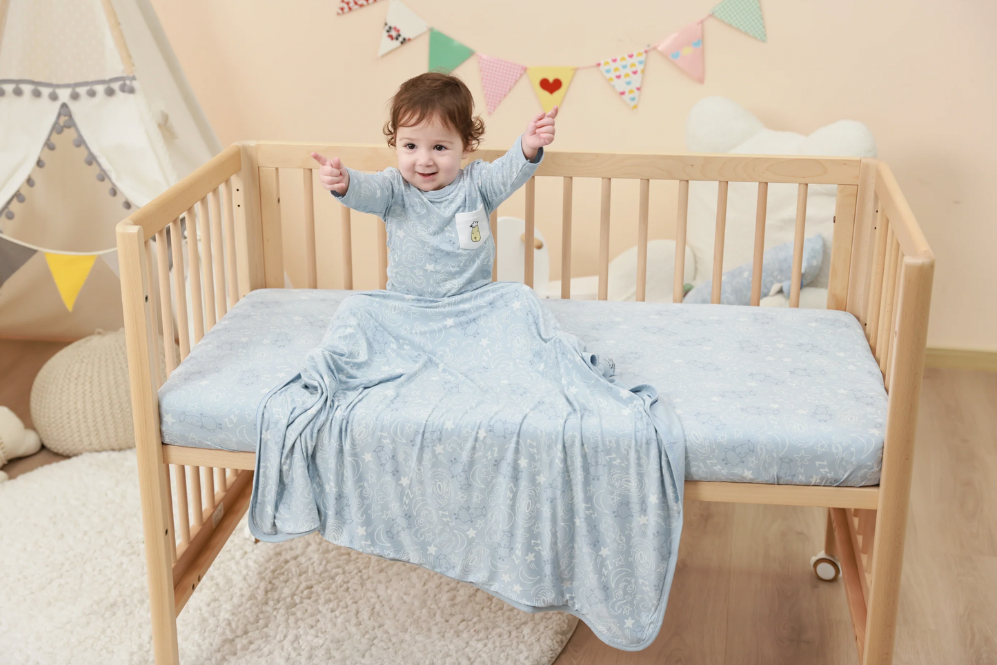 Single Layer Blanket Baa Baa in the Universe Blue - 36M