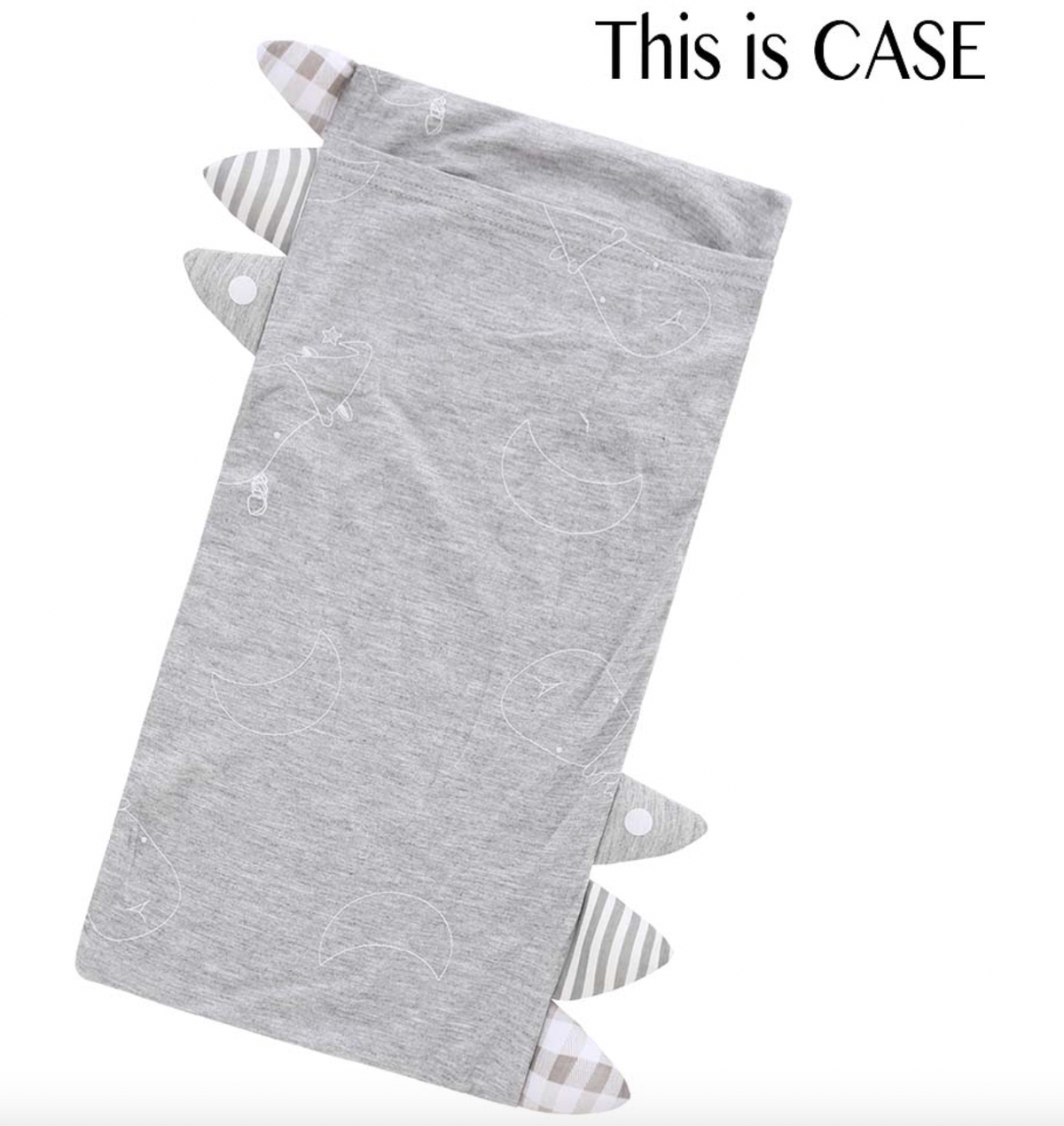 Medium Bed-Time Buddy CASE Big Moon & Sheepz Grey with Stripe, Polka Dot & Checkers tag Grey