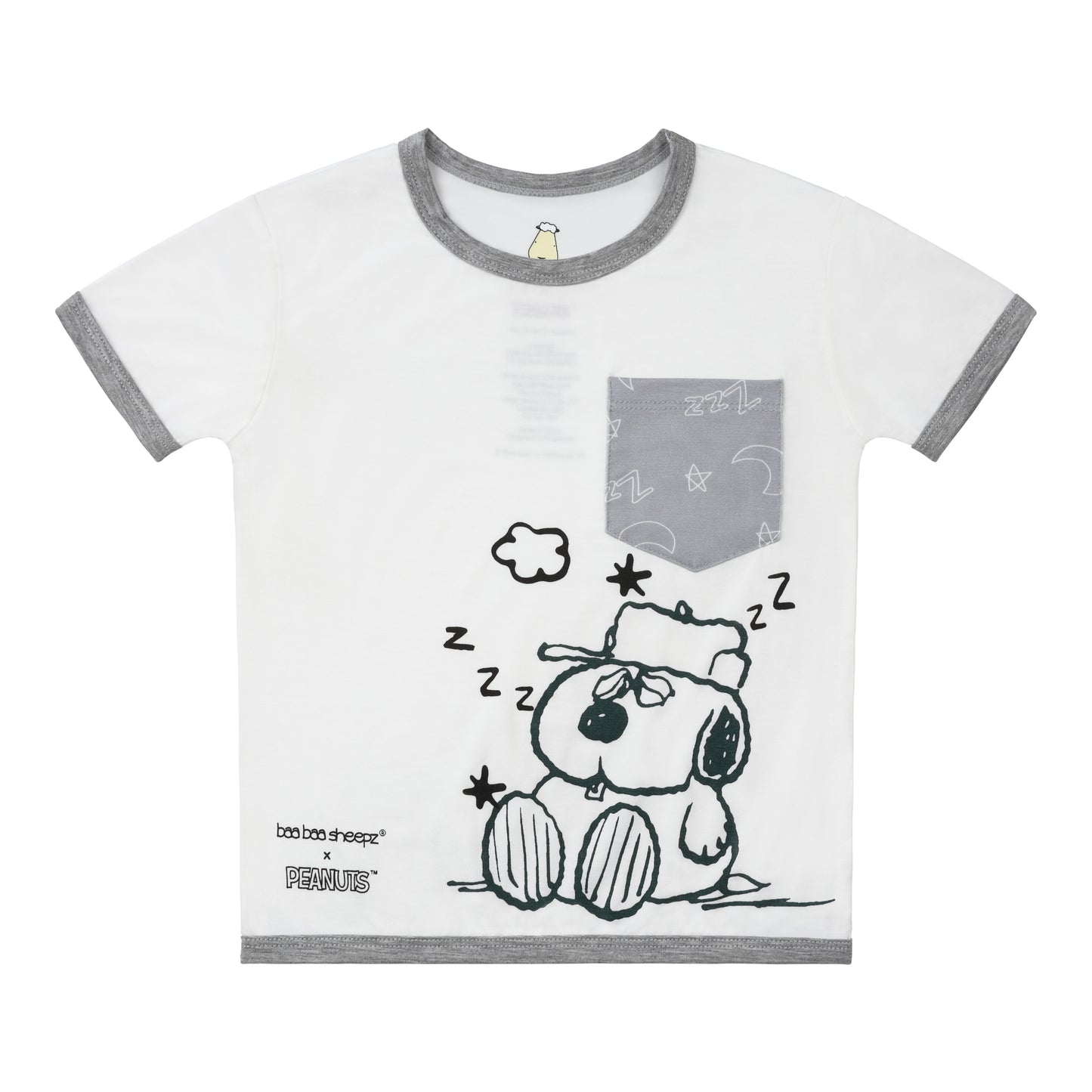 Snoopy V2 PJ Set Short Sleeve Shirt S27 White + Shorts S27 Grey
