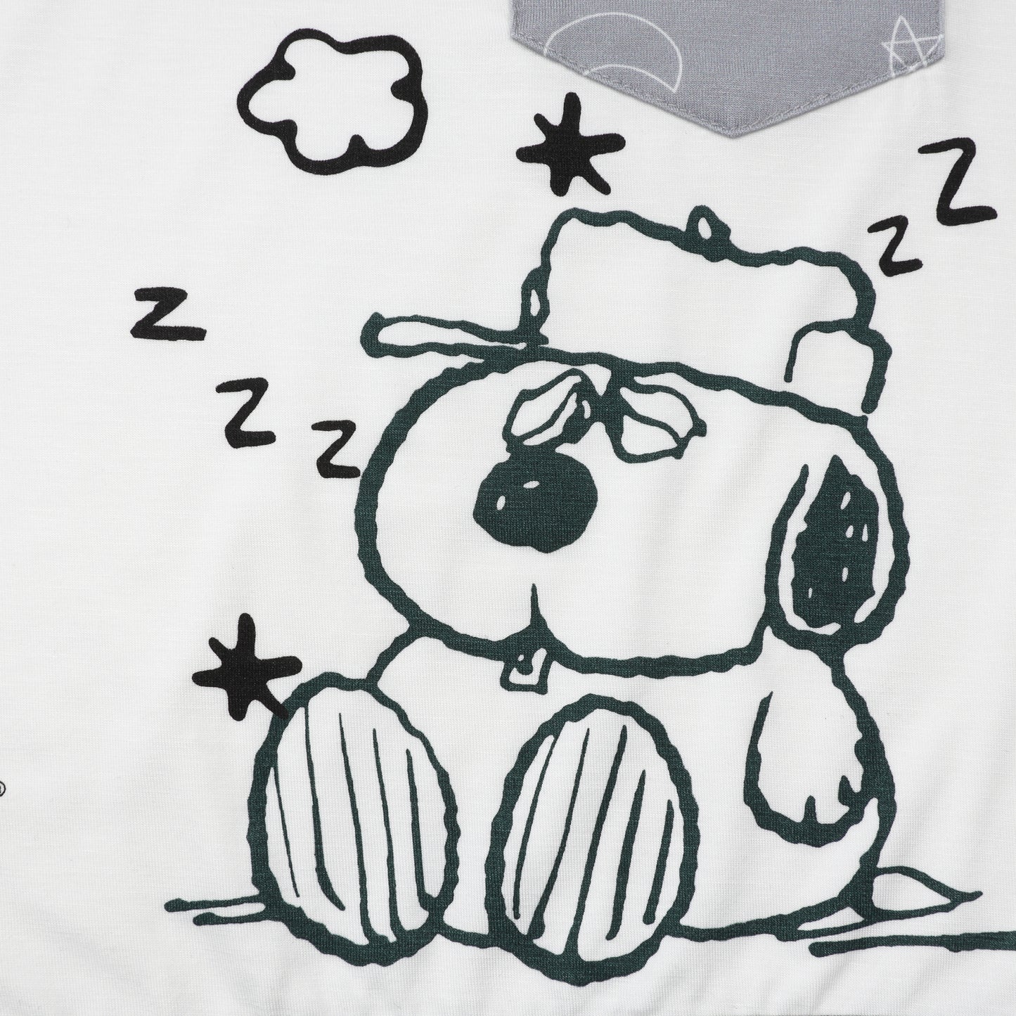 Snoopy V2 PJ Set Short Sleeve Shirt S27 White + Shorts S27 Grey