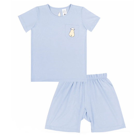 Short Sleeve Shirt + Shorts Blue Set