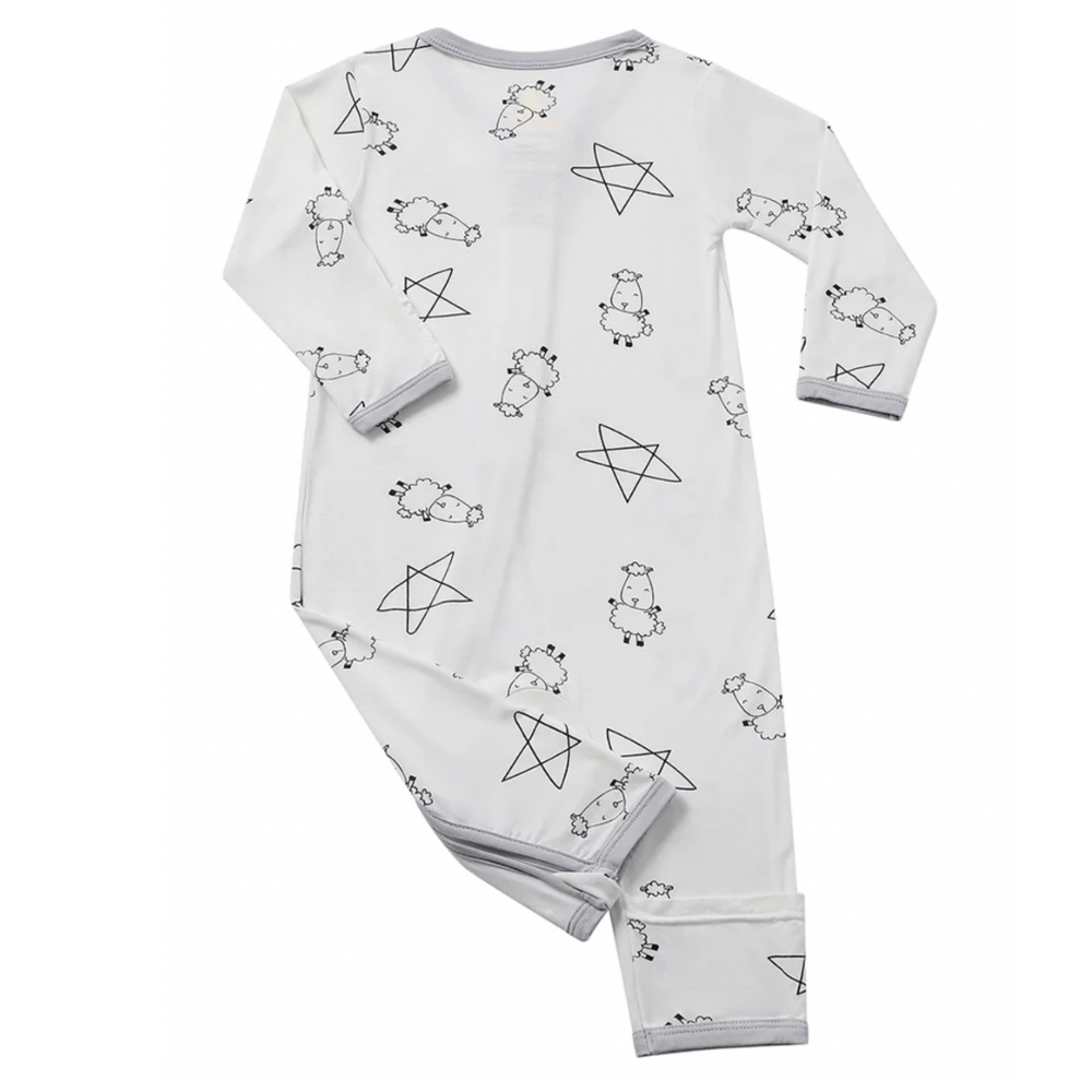 Zip Romper - Cute Big Star & Sheepz White