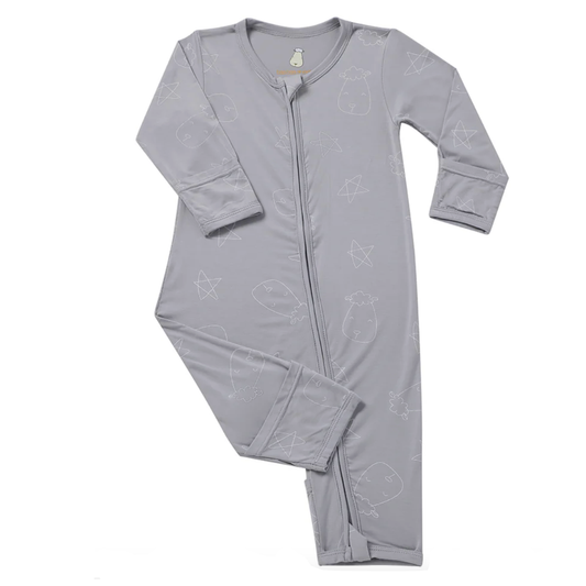 Zip Romper - Cute Big Star & Sheepz Grey