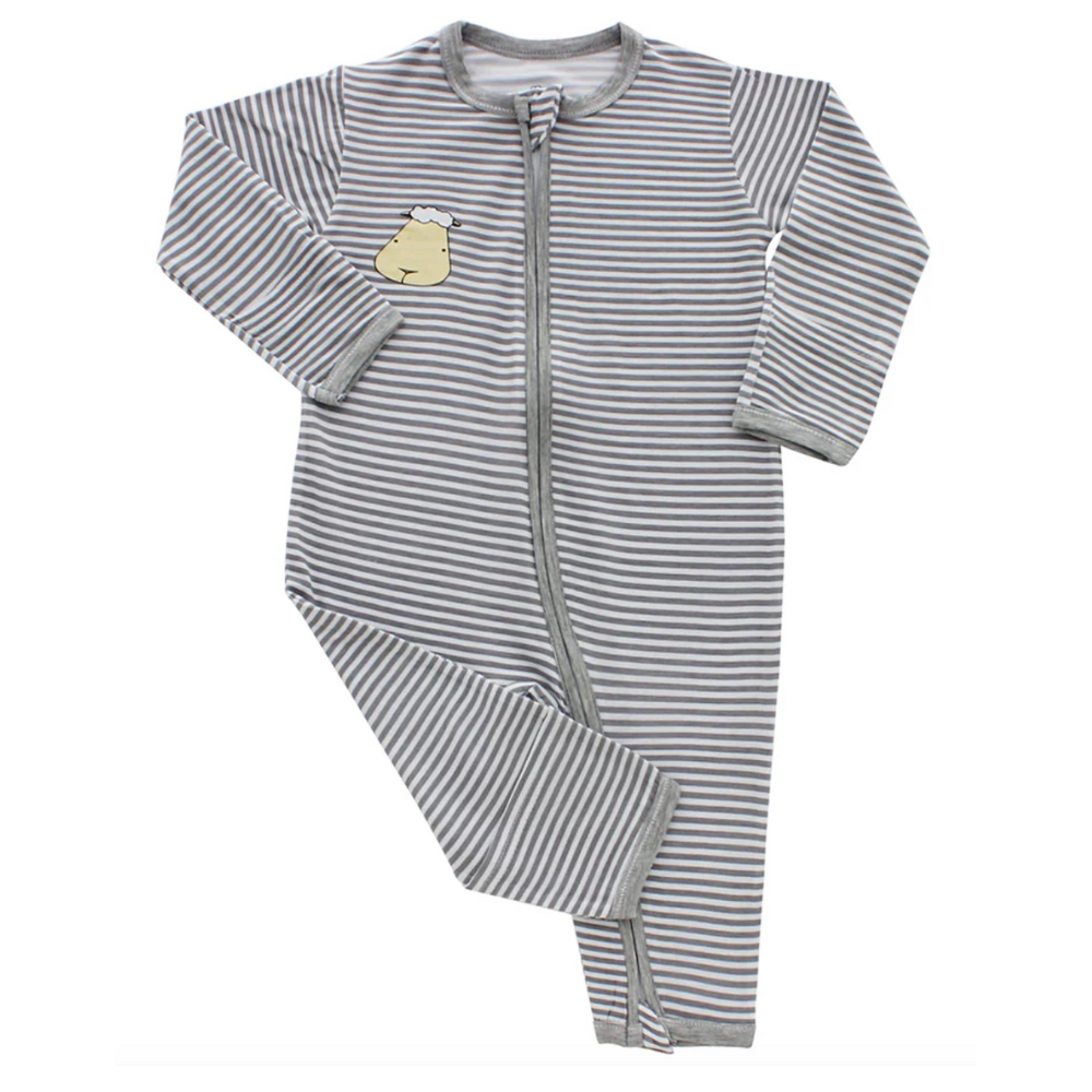 Zip Romper Grey Stripe