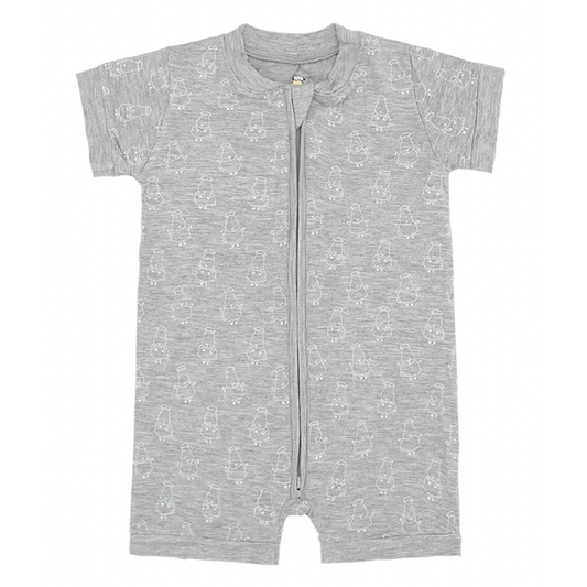 Zip Short Sleeve Romper Small Sheepz Grey