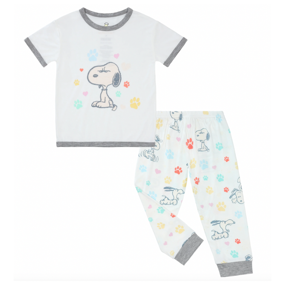 Snoopy PJ Set Short Sleeve Shirt S03 White + Pants S01 White