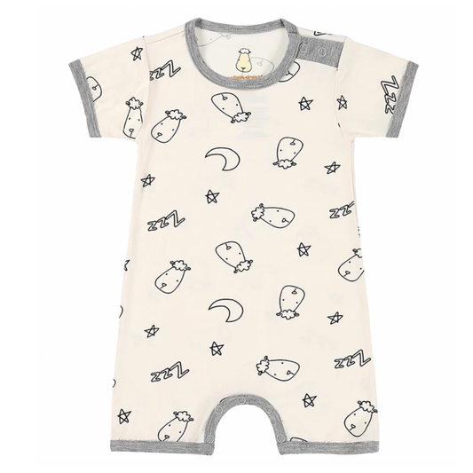 Short Sleeve Romper Sweet Dreams Baa Baa Yellow