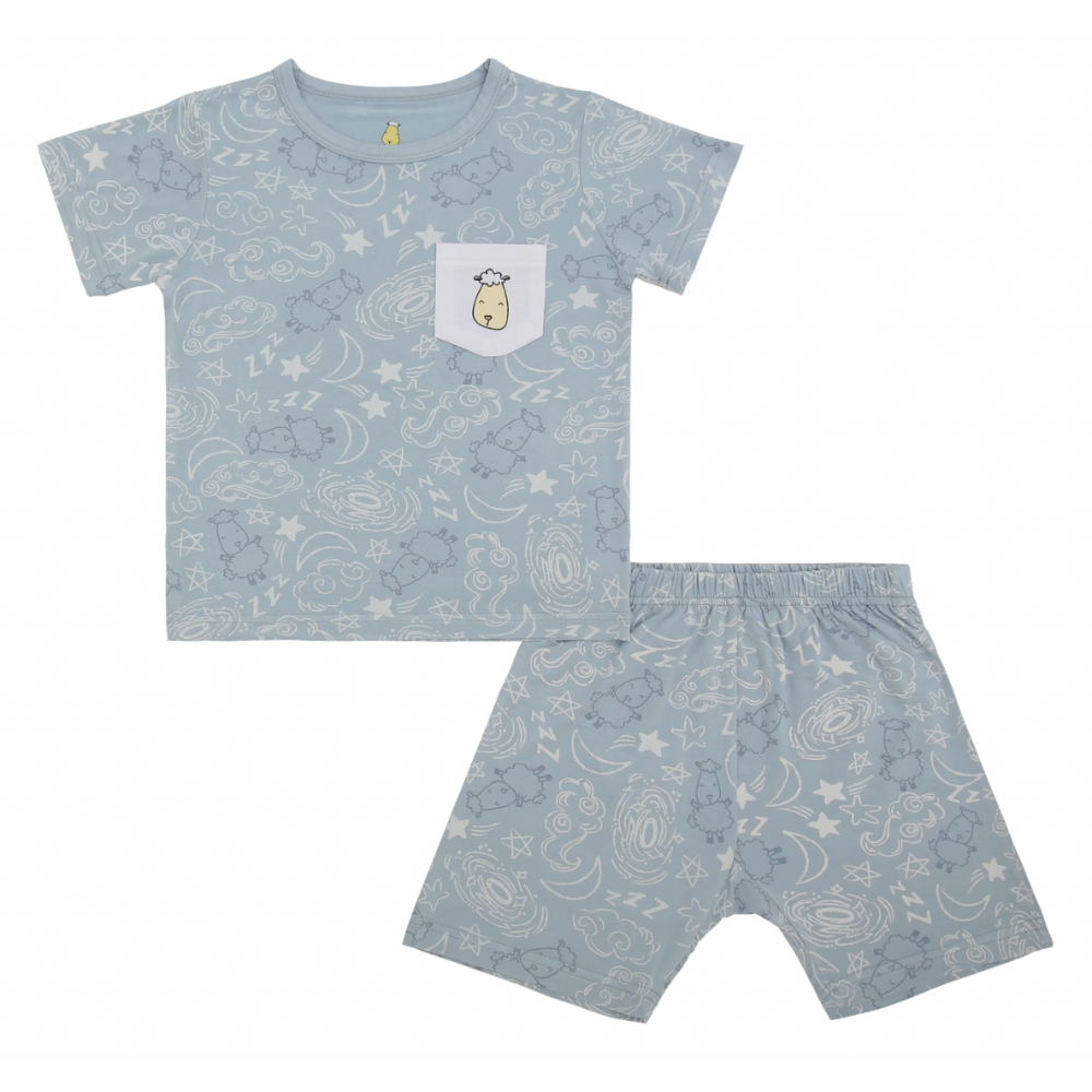 Short Sleeve Shirt Baa Baa in the Universe Blue + Shorts Baa Baa in the Universe Blue