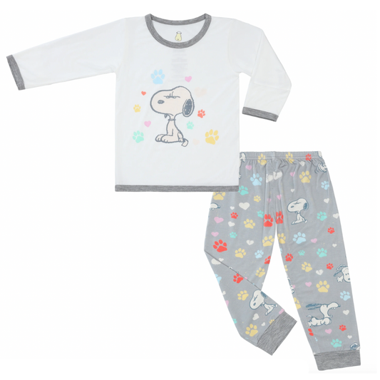 Snoopy PJ Set S03 White + Pants S01 Grey