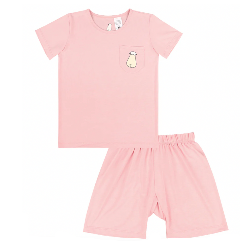 Short Sleeve Shirt + Shorts Pink Set