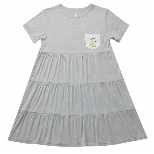 Tiered Dress Cute Big Star & Head Grey