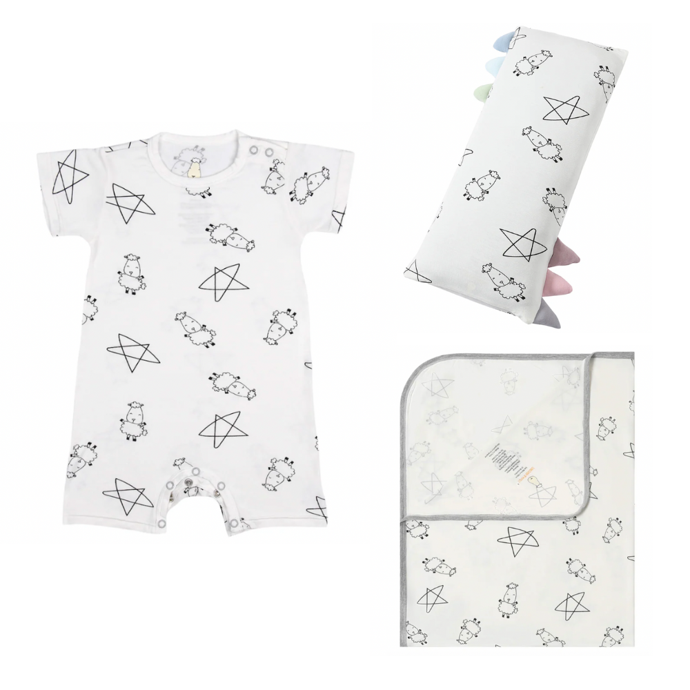 Cute Big Star & Sheepz White Short Sleeve Gift Set