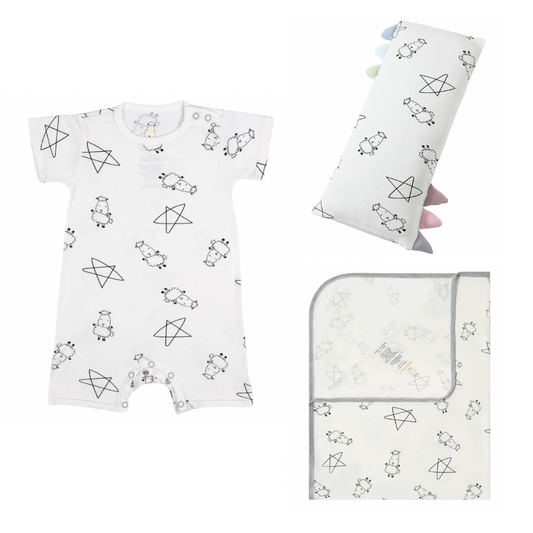 Cute Big Star & Sheepz White Short Sleeve Gift Set