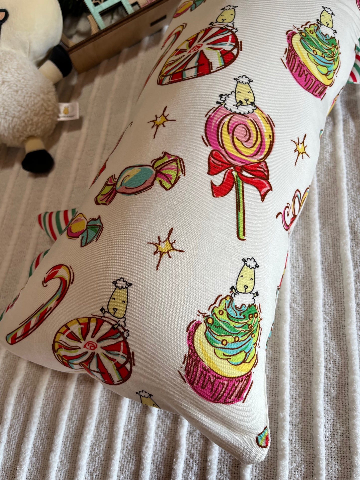 XL Bed-Time Buddy™ Sweetmas Wonderland White with Stripe tag