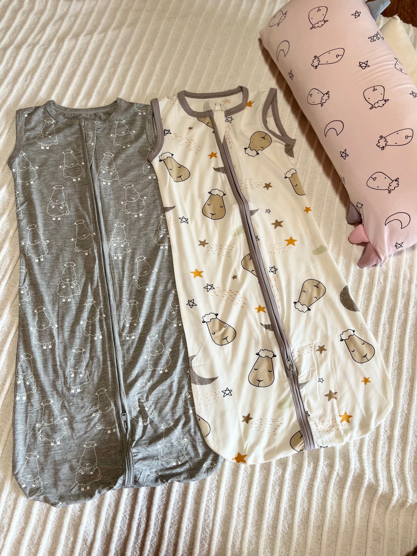 Sleeveless Sleeping Bag Zip Goodnight Baa Baa White