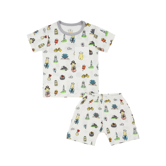 Short Sleeve Shirt Seoul Snuggles K05 White + K05 White