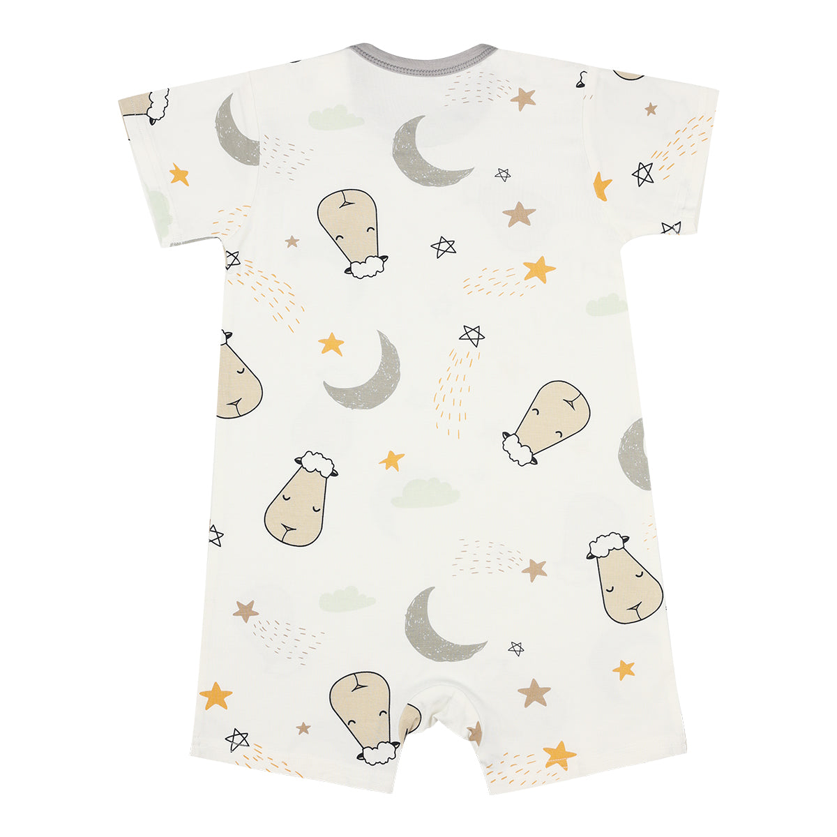 Short Sleeve Romper Goodnight Baa Baa White