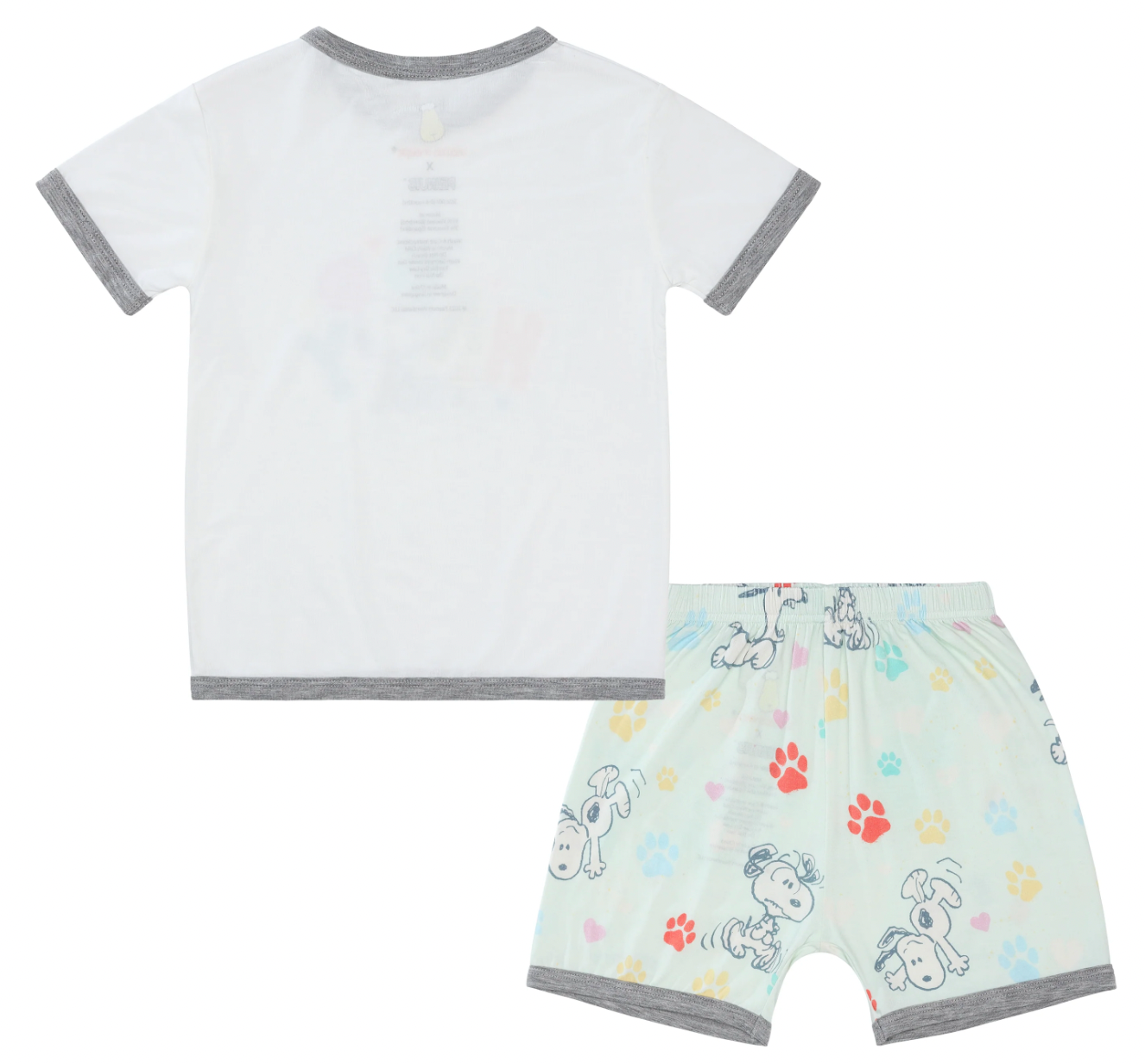 Snoopy PJ Set Short Sleeve Shirt S06 White + Shorts S01 Green