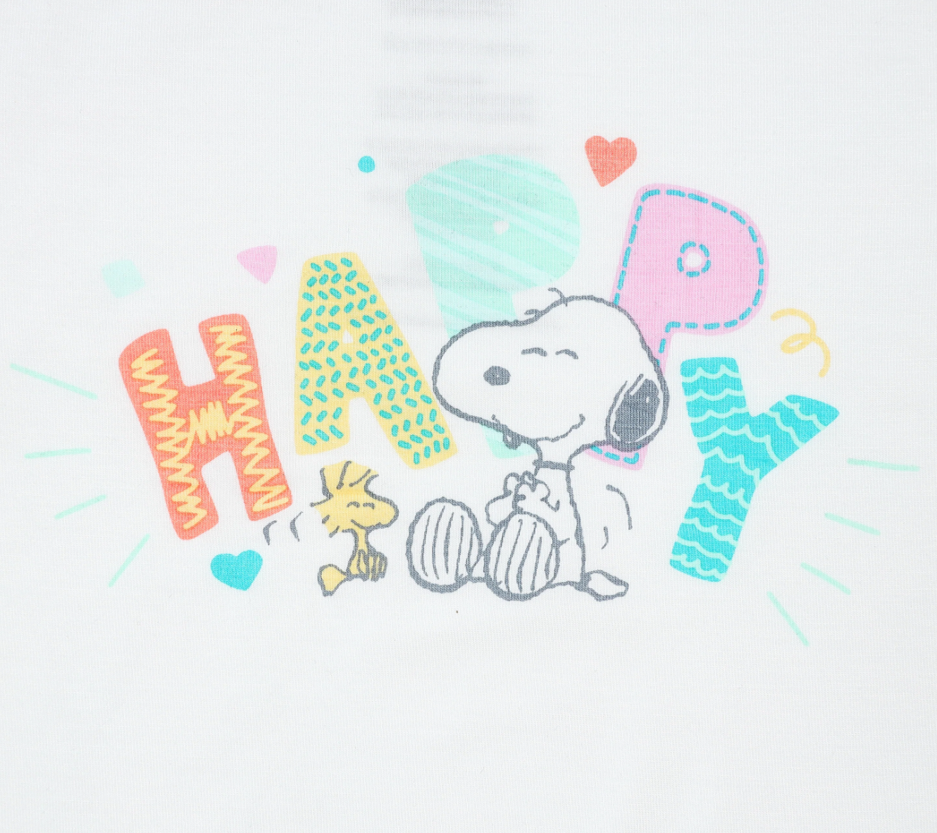 Snoopy PJ Set Short Sleeve Shirt S06 White + Shorts S01 Green