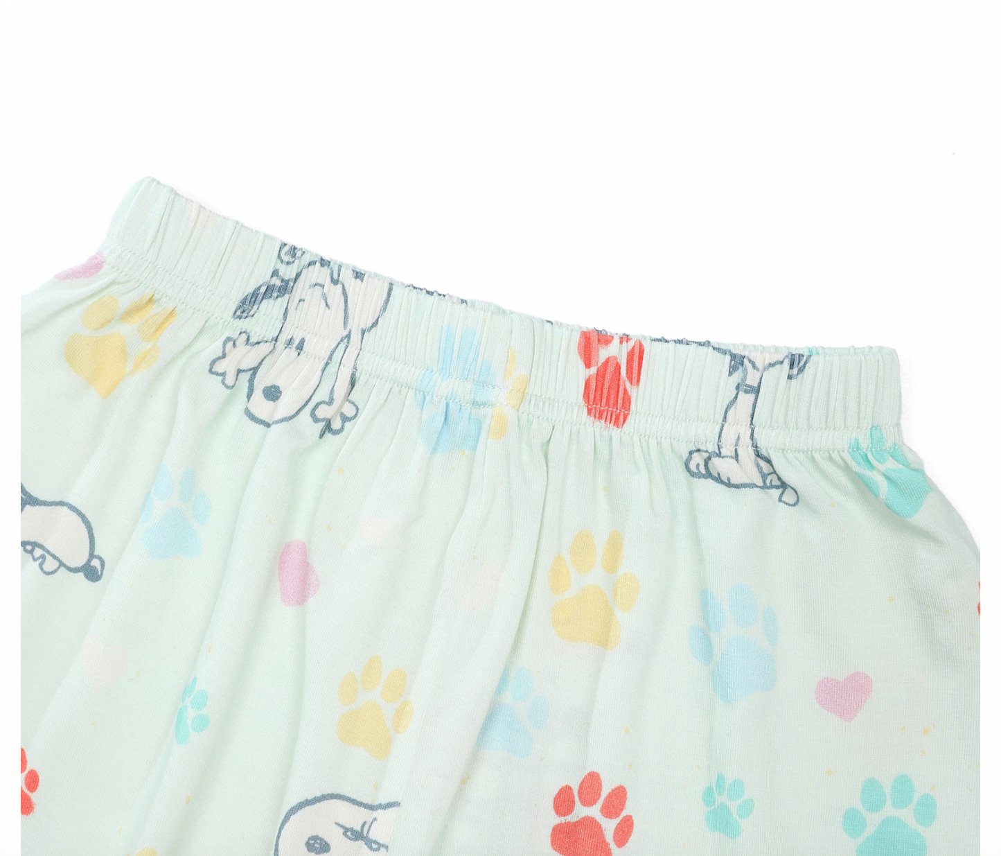 Snoopy PJ Set Short Sleeve Shirt S06 White + Shorts S01 Green