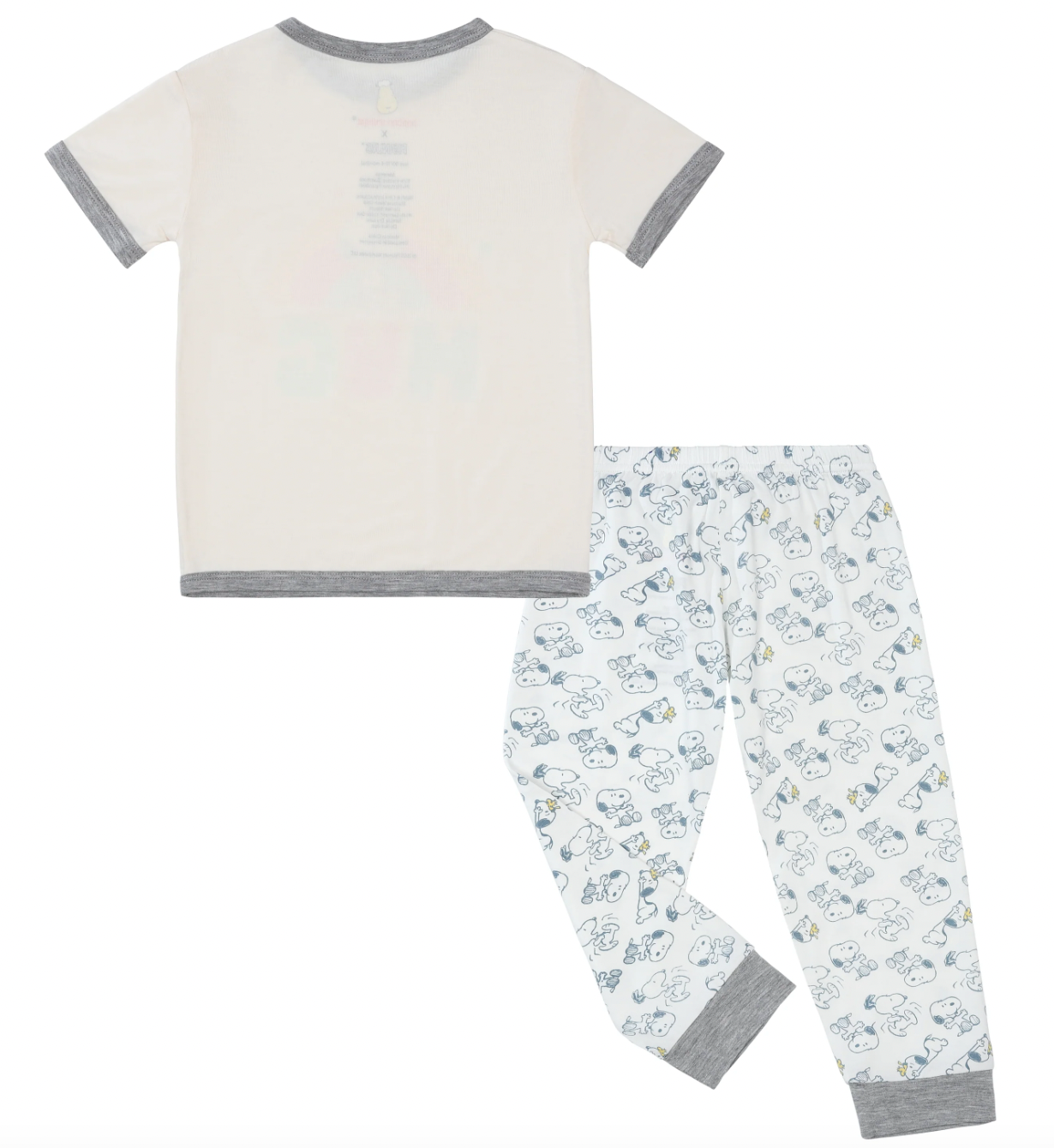 Snoopy PJ Set Short Sleeve Shirt S04 Yellow + Pants S02 White
