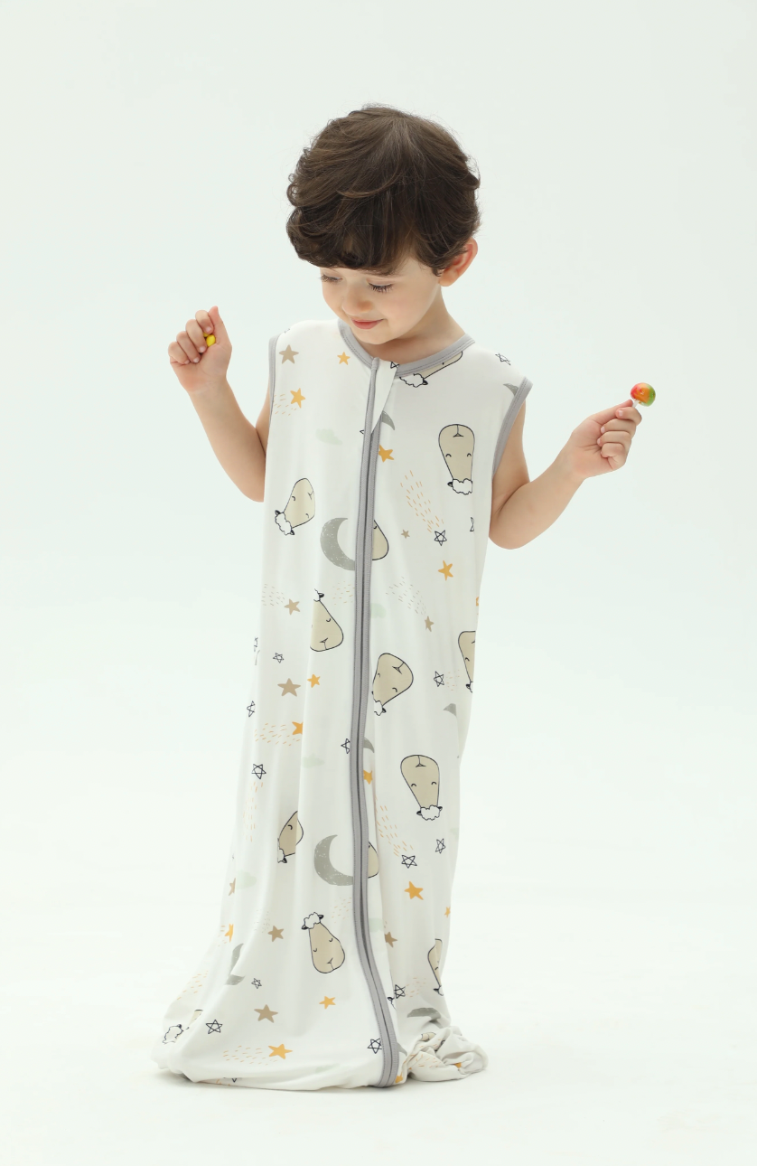 Sleeveless Sleeping Bag Zip Goodnight Baa Baa White