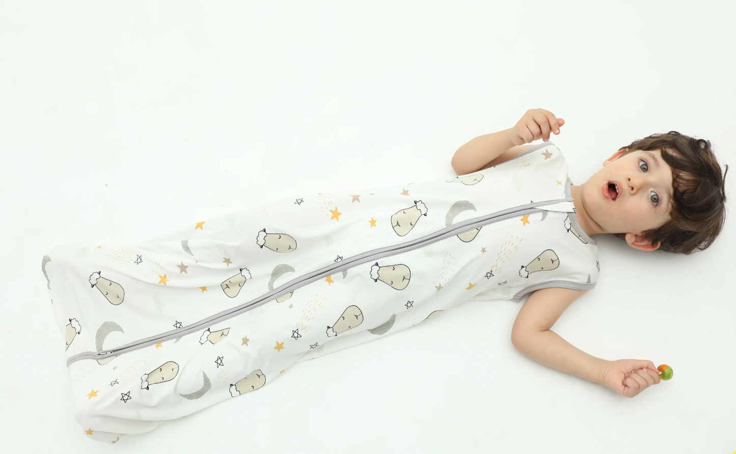 Sleeveless Sleeping Bag Zip Goodnight Baa Baa White