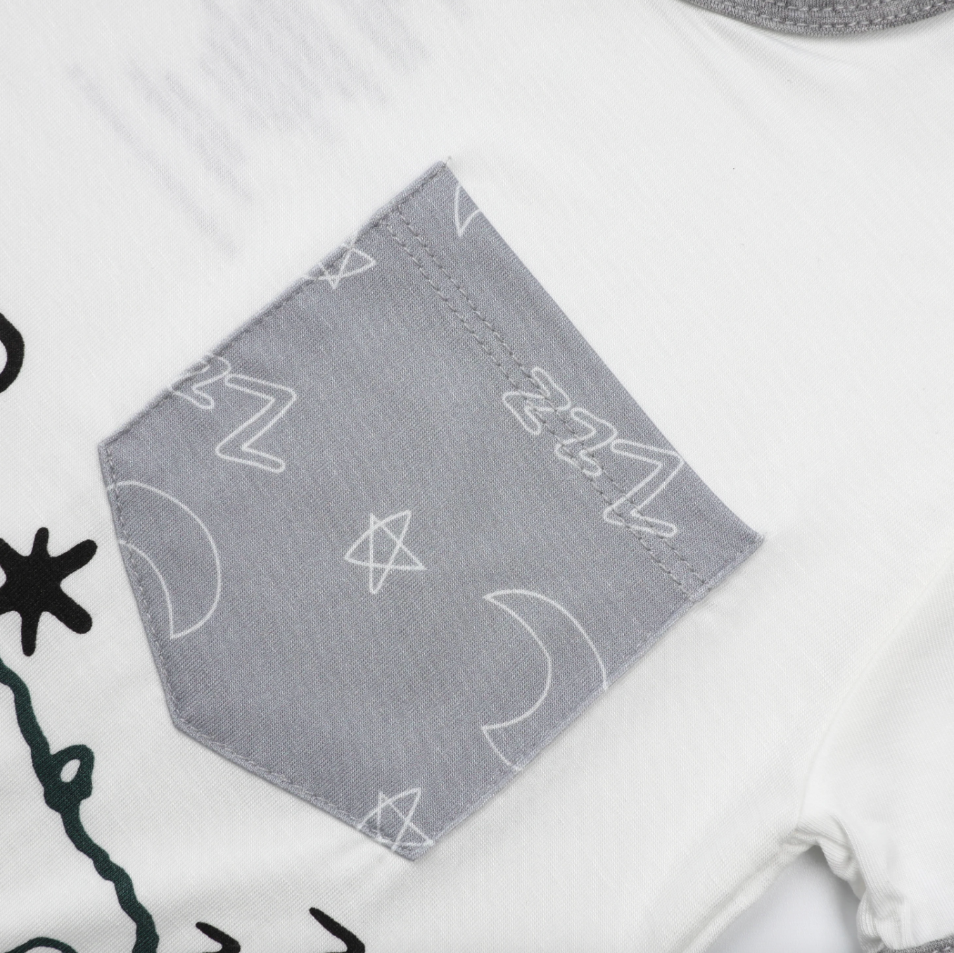 Snoopy V2 PJ Set Short Sleeve Shirt S27 White + Shorts S27 Grey