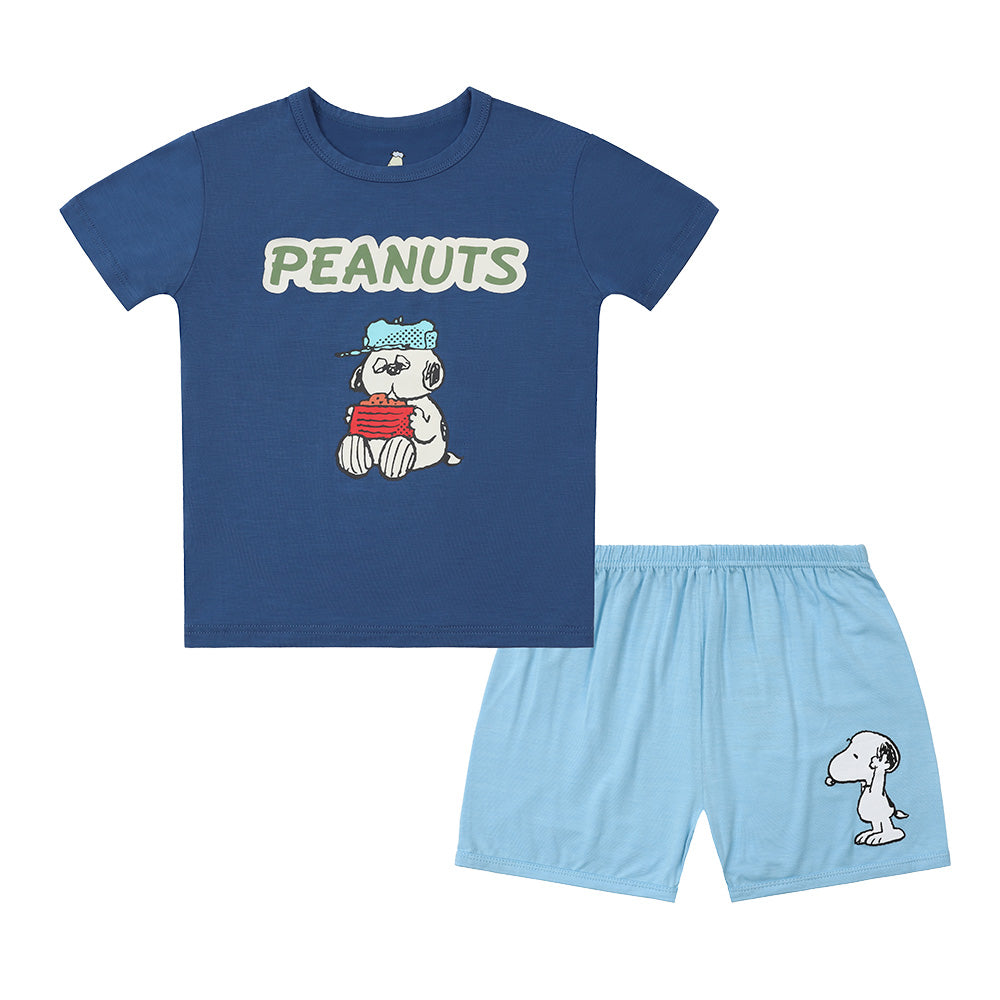 Snoopy V2 PJ Set Short Sleeve Shirt S30 Blue + Shorts S30 Blue